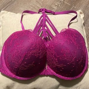 Victorias Secret Very Sexy Push-Up GUC fuchsia/hot pink 34DD front closure bra